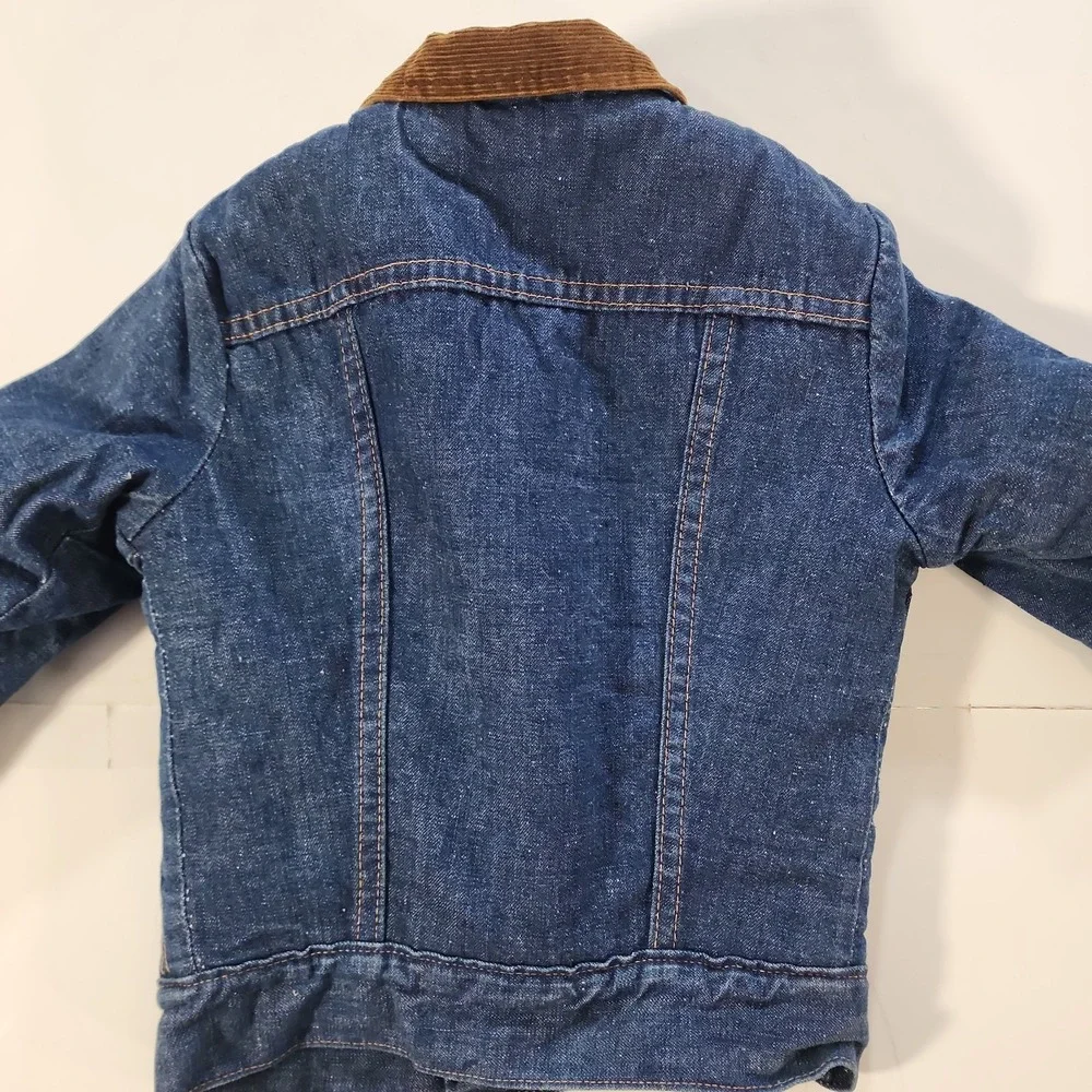 Vtg 1970s Wrangler Youth Western Sherpa Lined Denim Wranger Jacket Kids Med 5-6